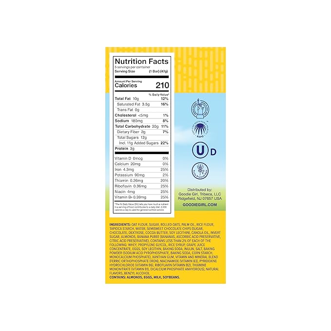 Goodie Girl Soft Breakfast Bar, Chocolate Banana and Almond | Baked, Chewy, Gluten Free (3 Pack)