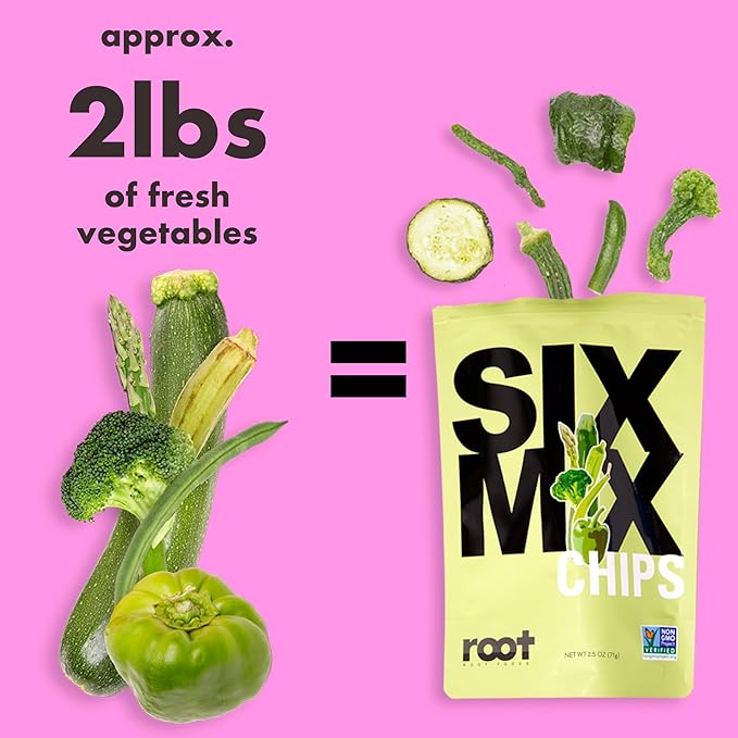 Root Foods SixMix Chips, Natural Veggie Snack, Non-GMO Vegetable Crisps, Good for Adults, Kids, Vegan, Gluten Free, Halal (SixMix)