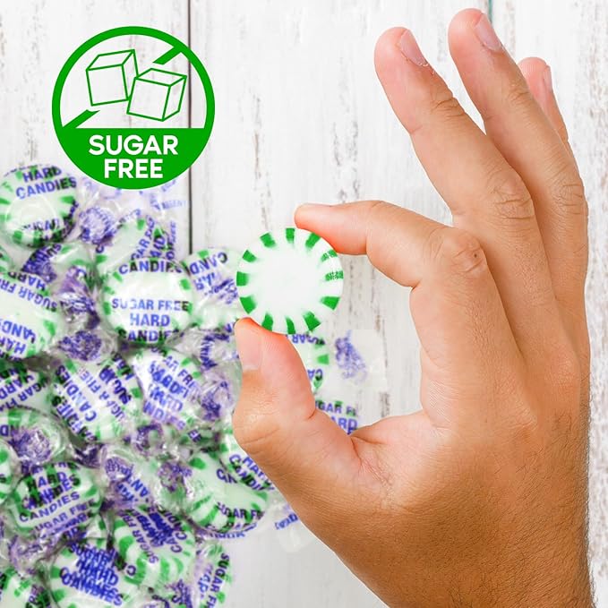 Sugar Free Starlight Spearmint Hard Candy 1 Pound - Approx. 75 Individually Wrapped Starlight Mint Discs Hard Candy For Snacks & Treats - Taboom Candy