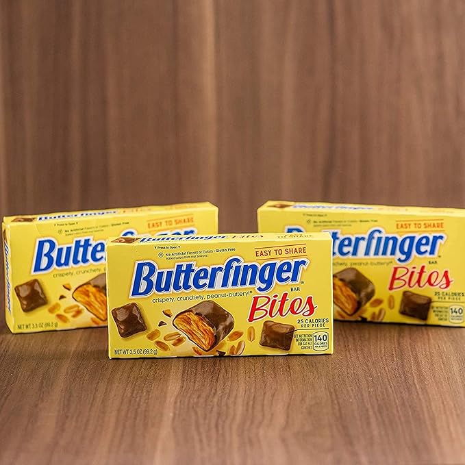 Butterfinger Bite-Sized Peanut-Buttery Chocolate-y Candy Bars, 3.5 oz Movie Theater Box (Pack of 9)