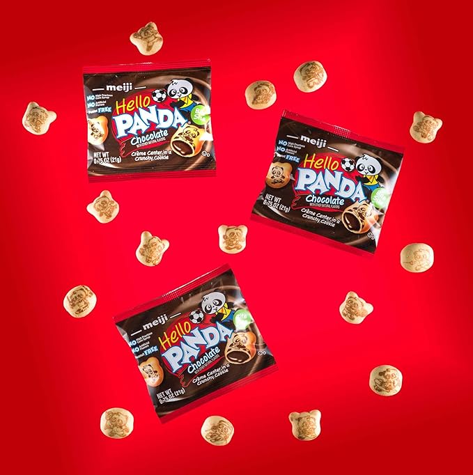 Meiji Cookies, Chocolate Crème Filled - 6 oz, Pack of 8, 64 Bags Total - Bite Sized Cookies with Fun Panda Sports