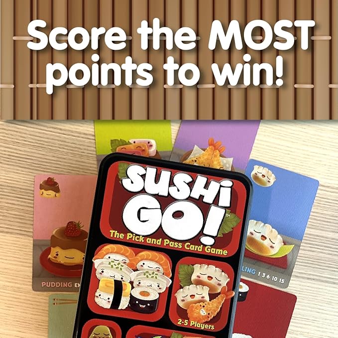 Sushi Go - The Pick and Pass family Card Game from Gamewright, great for 2-5 players aged 8 and up
