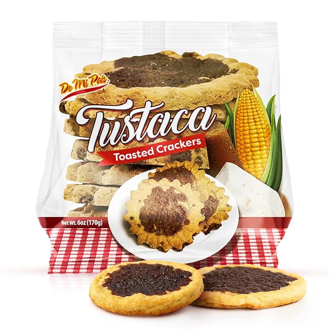 De Mi Pais Tustaca Toasted Crackers – Sweet and Savory Corn Crackers Made with Brown Sugar, Cheese, and Skim Milk; Traditional Honduran Snack for Anytime Enjoyment | 6 Oz | 1-Pack