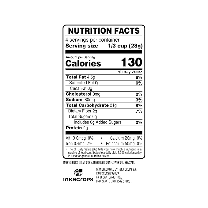 Inka Corn Nuts, Gluten Free Roasted Giant Corn, Original Flavor, 4-Ounce (Pack of 12)