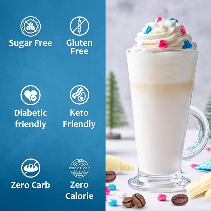 Syruvia Sugar Free Coffee Syrup, White Chocolate Mocha Flavored Syrup for Drinks, Lattes, and Desserts – 25.4 fl oz