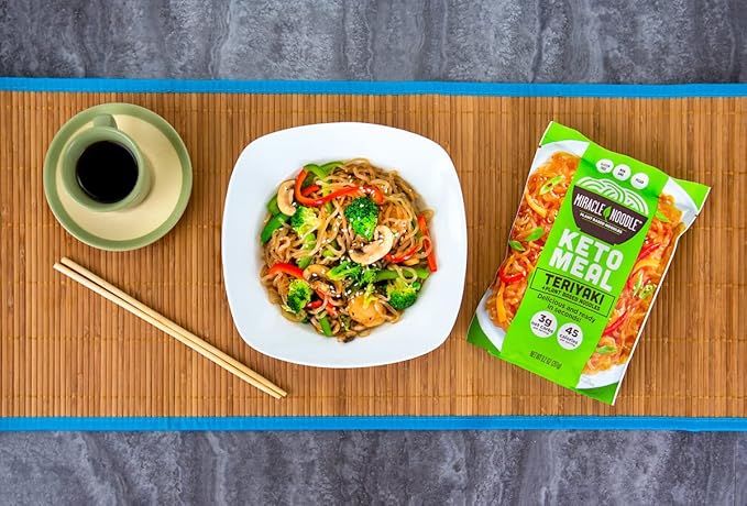 Miracle Noodle Ready to Eat Teriyaki Pasta, 9.2 Oz (Pack of 6), Plant Based Shirataki Konjac Noodles, 45 Calories, 3g Net Carbs Per Serving, Keto, Gluten-Free