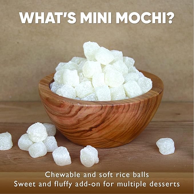 Fanale Mini Mochi Sweet Rice Cake | Original Flavor | White Color Snack for Frozen Yogurt Toppings Ice Cream Toppings Shaved Ice Toppings 300g | 10.6oz | 0.7lb MOC001