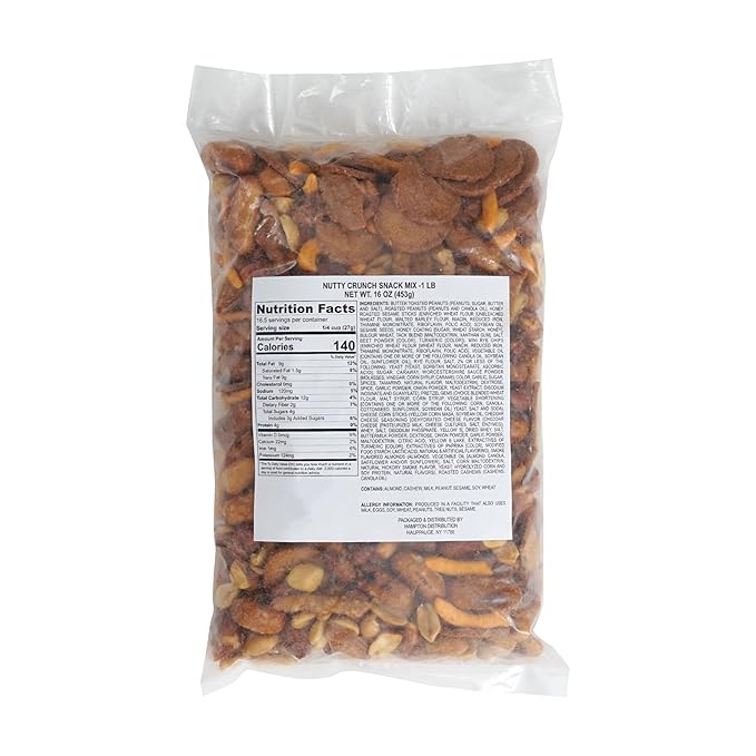 Nutty Crunch Snack Mix, 1 Pound Bulk Bag, Hampton Distribution