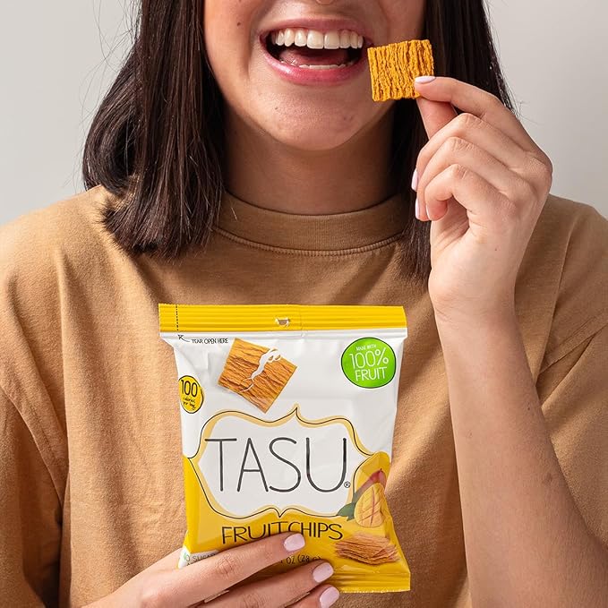 TASU Mango Dried Fruit Chips - 100% Natural, Crispy, Crunchy, and Allergen-Free Healthy Snacks for Kids & Adults, Vegan, Gluten-Free, No Added Sugar, No Oils Added, Perfect for Lunch Bags and On-the-Go Snacks | 12 Pack (1 Oz Each)