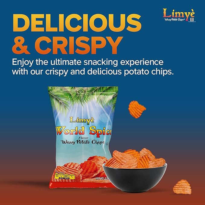 Limyè Potato Chips, World Spice Flavor, Kosher Certified, Allergen Free, Non-GMO, Gluten-free, Vegan potato chips, 3 Oz (24Pack)