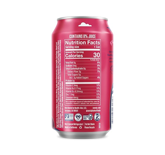 SunSip Prebiotic Soda by Health-Ade, Gut-Healthy Beverage, Soda Swap, Vitamins & Minerals, Naturally Sweetened with 5g of Sugar, Cherry Cola, 11.5 oz (12 Pack)