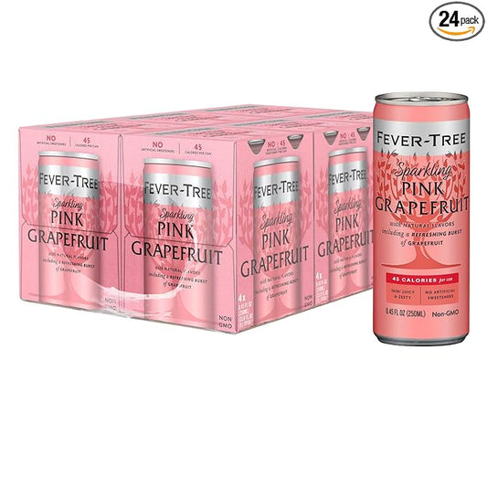 Fever-Tree Sparkling Pink Grapefruit – Premium Soda Mixer for Cocktails and Mocktails, 8.45 fl oz Cans, Pack of 24 – Naturally Sourced, Non-GMO