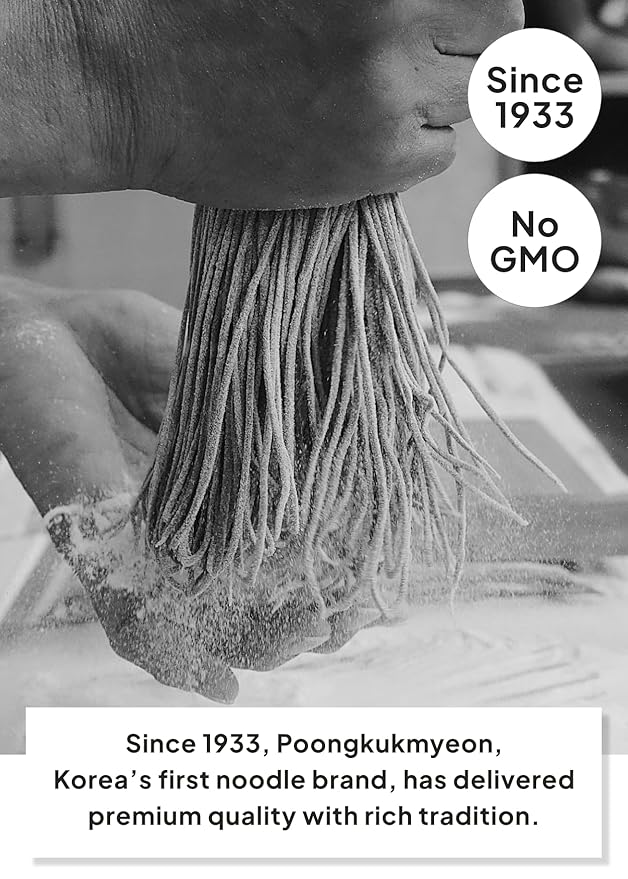 Korean Food Poongkukmyeon Memil (Buckwheat) Soba Noodles (2.2 lb / 1kg, 10 Servings) – Chewy, Firm Texture, Great for Hot or Cold Noodle Dishes