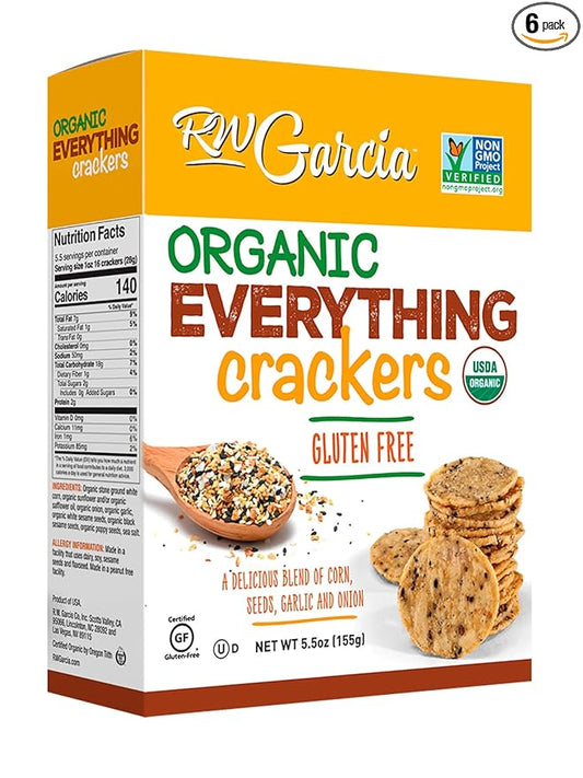 RW Garcia Organic Everything Crackers, Gluten Free, 5.5oz boxes, 6 pack