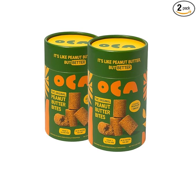 OCA Peanut Butter Bites - 2 pack - 20 Individual Servings - Organic ingredients and 30g of Protein per pack. Vegan, Gluten-Free, Keto-Friendly, Low Carb, Plant-Based Protein. Only Three Ingredients - 10oz