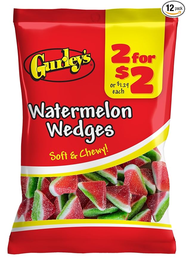 Gurley's Juicy Watermelon Wedges, Refreshing Gummy Candy (Pack of 12)