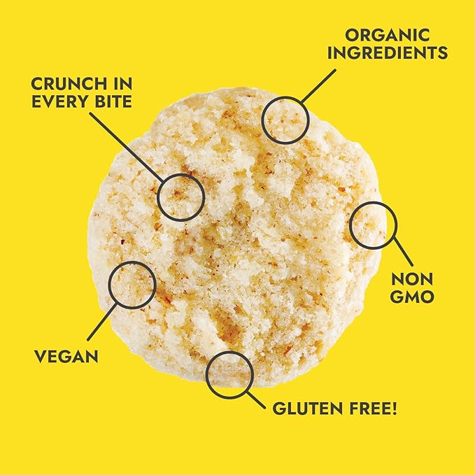Bakeology Gluten Free Cookies - Lemon Crunchy Mini Vegan Lemon Cookies - Gluten Free Dairy Free Snacks - Enjoy Plant Based Dessert Sweets - Made with Coconut Oil and Pure Ingredients