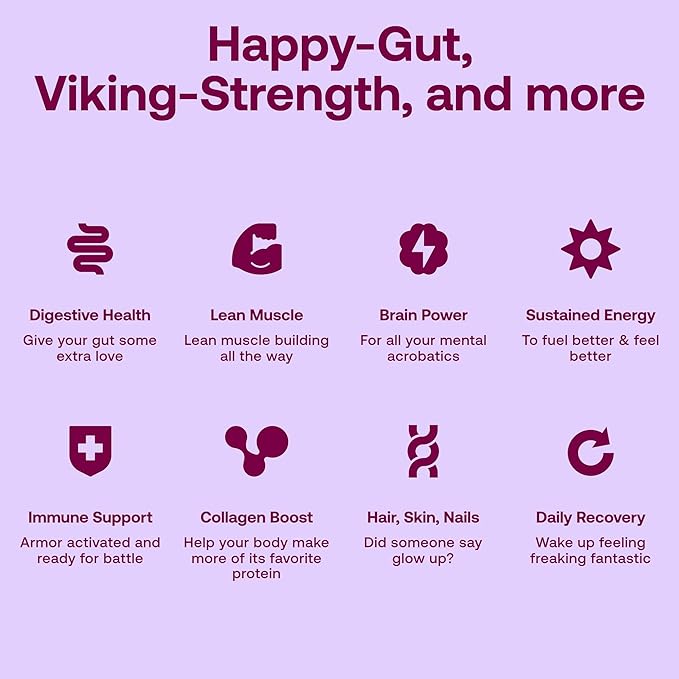 Happy Viking Berry Parfait Protein + Superfoods Powder, Created by Venus Williams, 30G Protein, Low Carb, Keto, Vegan, Gluten-Free, Non-GMO, Complete Meal Replacement, 1 Bag