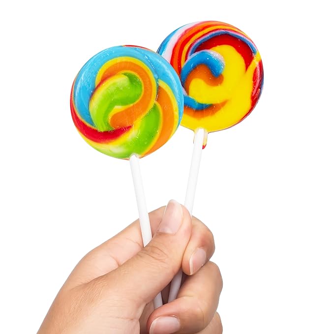 Rainbow Round Swirl Lollipops Swirl 18 PCS- Swirl Lollipop - Bulk Lolipop Candy Suckers Treats - Swirly Candies for Birthdays Party Favors and Goodie Bags - Easter Basket Fillers for Kids