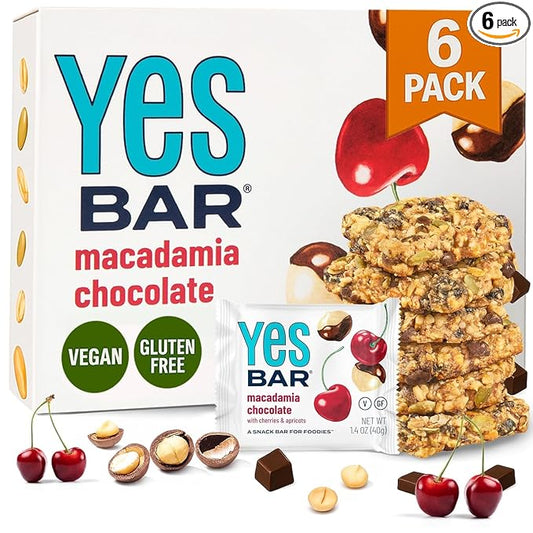 The YES Bar YES Bar – Macadamia Chocolate – Plant Based Protein, Decadent Snack Bar – Vegan, Paleo, Gluten Free, Dairy Free, Low Sugar, Healthy Snack, Breakfast, Low Carb, Keto Friendly (Pack of 6)