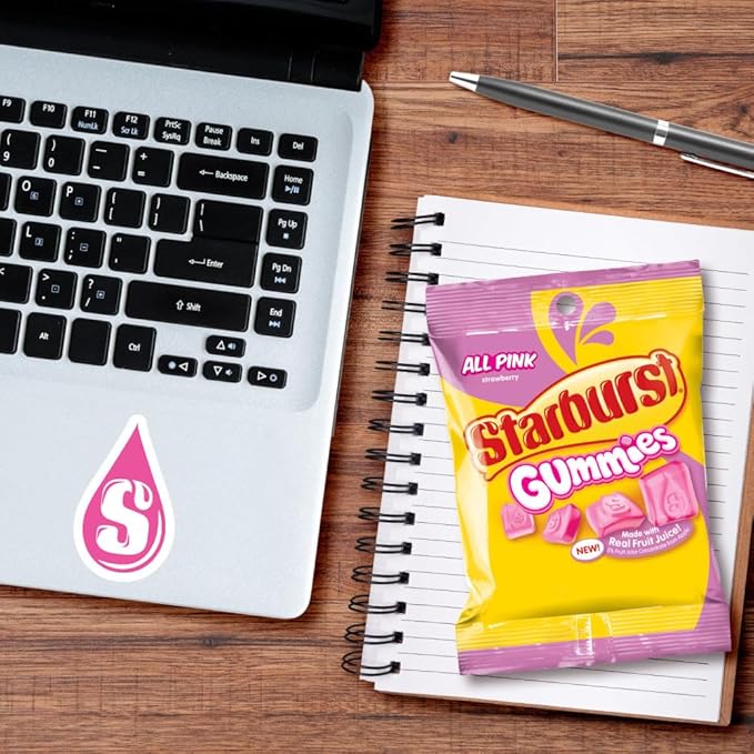STARBURST Gummies All Pink Gummy Candy, 5 oz Bag, Pink Snacks, Individually Wrapped Candy Bag (Pack of 12)