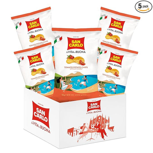 San Carlo Multi Pack 5X Tomato n°1 Italian Potato Chips - 150gr - for Snacking Bliss