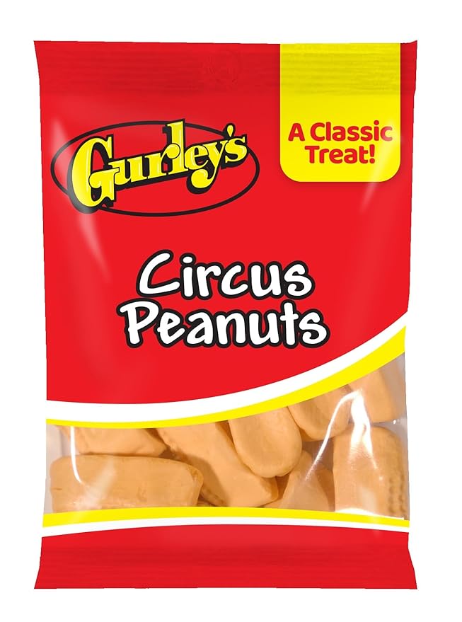 Gurley's Circus Peanuts - Old Fashioned Circus Peanuts Candy, Marshmallow Candy, Pack of 12 Individual Bags