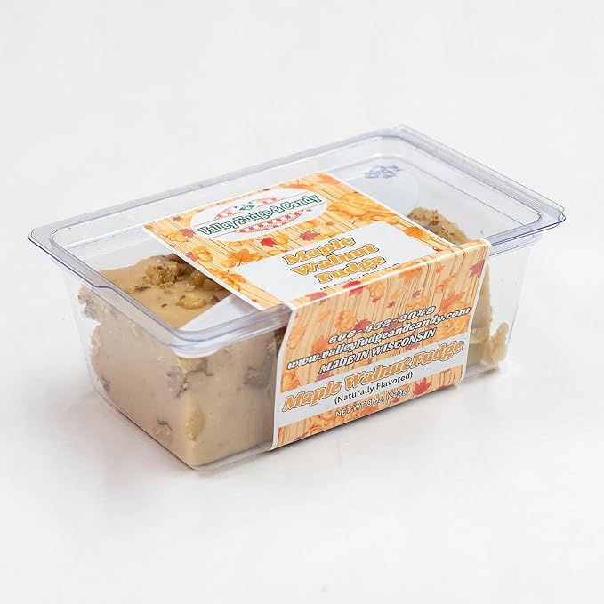 Valley Fudge, Maple Walnut, Fresh Artisan Fudge, Real Butter, Gourmet Candy, Half Pound Package