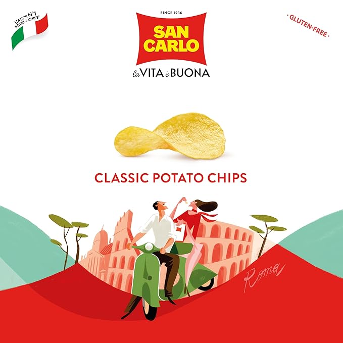 San Carlo Multi Pack 8X Classic n°1 Italian Potato Chips - 50gr - for Snacking Bliss