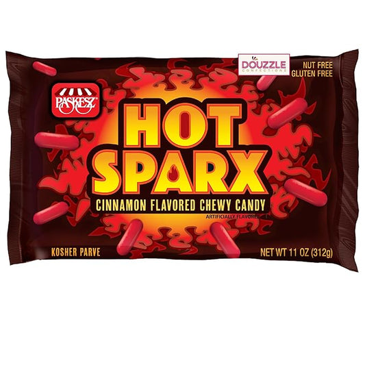 DOUzzle Valentines Day Sweet Treats, Hot Sparx Red Cinnamon Candy Sticks, Chewy Candies (1 Pack) Party Favor, Goodie Bag & Pinata Filler - Gluten & Nut Free, Kosher Parve