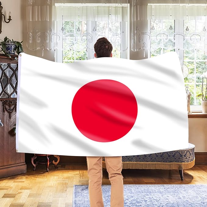 AhfuLife Japan Flag Japaneae Flag 3x5 Ft, Large Japaneae National Flags for Outside - Double Side with Brass Eyelets for Olympic Party Decorations, Bar Garden Street Decoration Indoor Outdoor