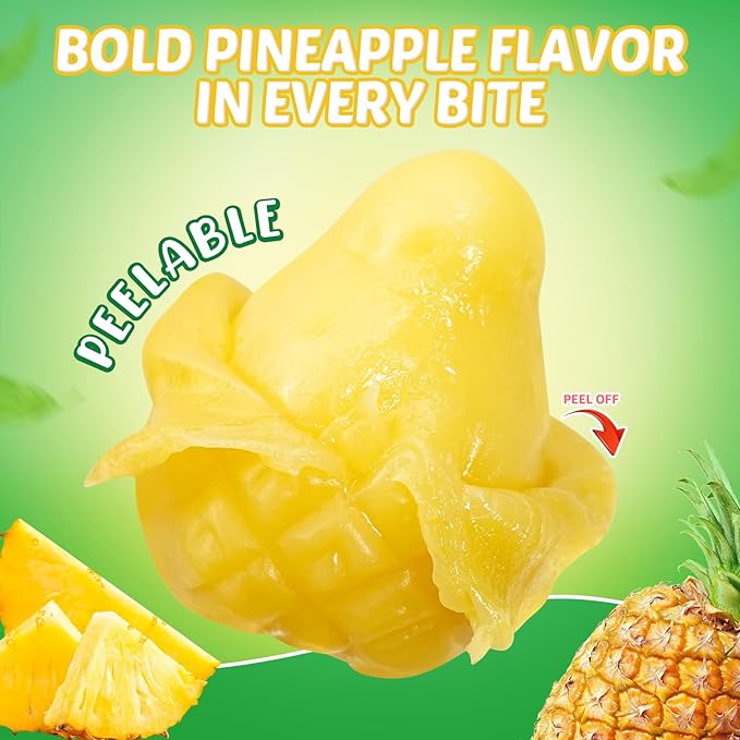 AMOS Peelerz Pineapple Gummy Candy, Peelable Fruit-Shaped Candy, 8.47oz Box with 10 Individual Packs – Fun Peeling Gummy Snack Made with Real Juice