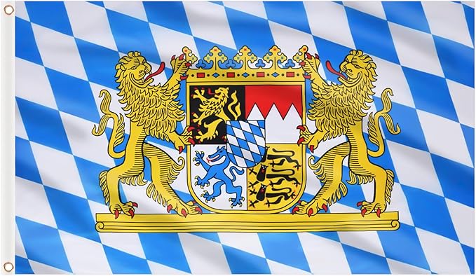 AhfuLife 2 Pcs Oktoberfest Flag 3x5 Ft for Oktoberfest Decorations, Bavarian German Flag - Double Sided with Brass Eyelets for Beer Tent, Bar Club Indoor Outdoor Autumn Decorations