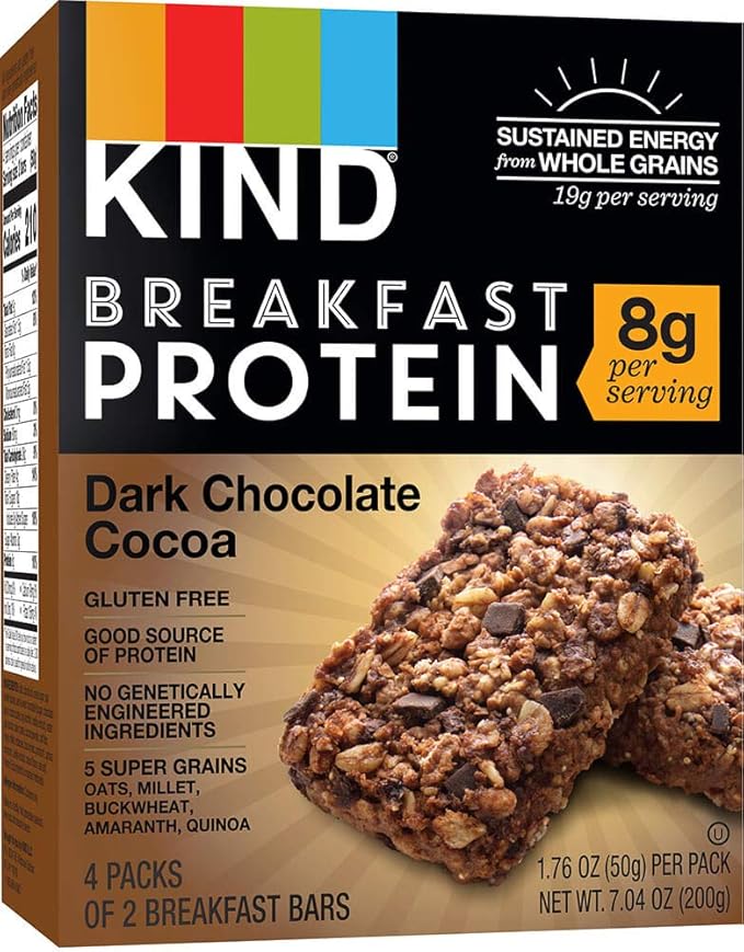 Kind Breakfast Bars New Variety 5 Pack. 1 Box of each: Dark Chocolate, Honey Oat, Peanut Butter, Almond Butter. Total of 40 Bars