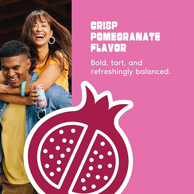 PuraSoda® Pomegranate | Low-Calorie, Cane Sugar Soda Beverage | Non-GMO, Vegan | Made with Pure Cane Sugar, Clean & Refreshing | 10.1 fl oz (300ml) Cans, Pack of 24