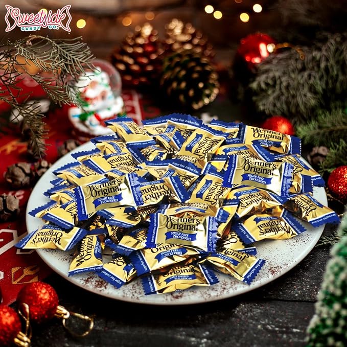 Original Caramel Hard Candies, 2 Pack of Individually Wrapped Sugar Free Hard Candy 7.7oz Each, Ideal Hard Candy for Holiday Treats, Perfect Caramel Candy for Sharing or Stocking Up
