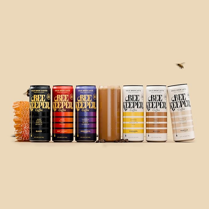Beekeeper Coffee Cold Brew - Hot Honey Latte - 12 Pack - Specialty Grade Coffee Beans, Ready-to-Drink On-the-Go, Hot Chili Flavor