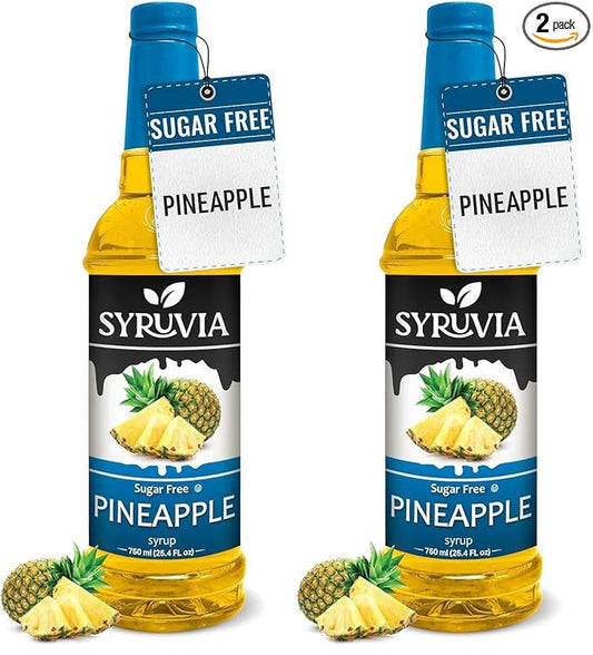 Syruvia Sugar-Free Pineapple Syrup, Flavored Syrup for Drinks, Cocktails, Lemonades, Iced Teas, and Desserts – 25.4 fl oz (Pack of 2)