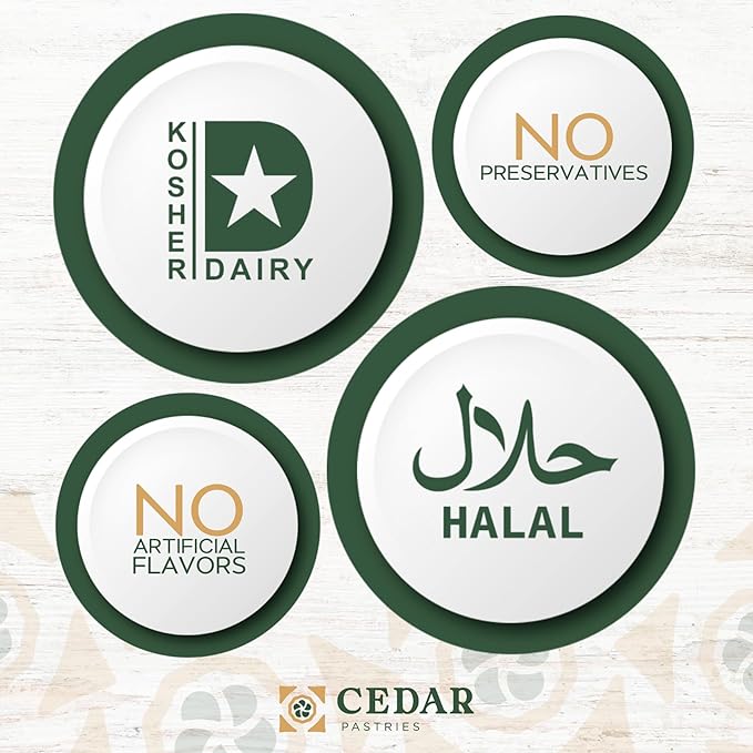 Cedar Pastries Assorted Mediterranean Baklava 33-Piece Large Box – Pistachio, Cashew & Walnut Bitesize Treats | Kosher & Halal Certified