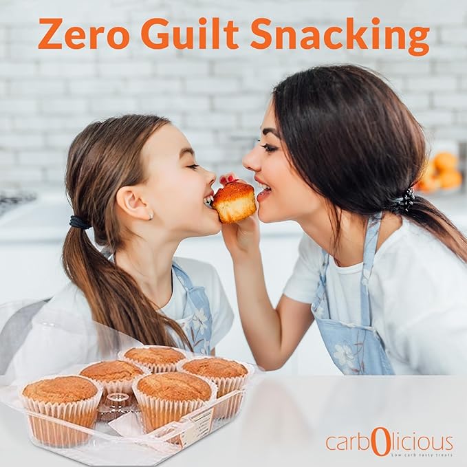 Low Carb Chocolate Muffins 6 Pcs (1-Pack) by Carb-o-licious - Delicious Keto Mini Muffins with Only 2 Net Carbs, 9g Protein - Sugar Free Cupcake Style Healthy Snack Made, Almond Flour, Low-Carb Treat