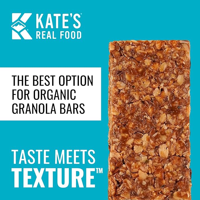 Kate’s Real Food Organic Granola Bars - Peanut Butter Hemp & Flax (2.2 oz, Pack of 12) - Organic Energy Bars Made with Gluten Free Oats - Non GMO, Soy Free, Whole Grains, and All Natural - Healthy Snacks