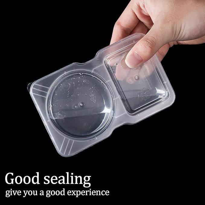 10 Sets Double Compartment Condiment Container With Lids, Reusable Snack Container for Sauces and Snacks, Disposable Snack Containers, Ideal for On-the-Go Meals and Parties (10Pack)