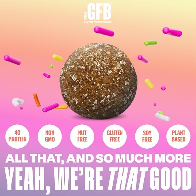 The GFB Birthday Cake Cookie Protein Bites - Allergen Friendly & Nut Free - Gluten Free, Plant Based, Non GMO, Sustainably Made – Ridiculously Tasty, Healthy, Protein Energy Balls, 4 oz (4 Count)
