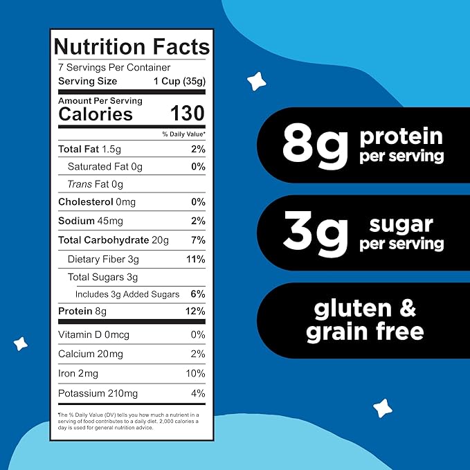 Three Wishes Grain-Free & Protein Cereal - Healthy, Low Sugar & Gluten-Free Breakfast Cereal - Low Carb, Plant-Based, Vegan & Non-GMO - Frosted, 6-Pack
