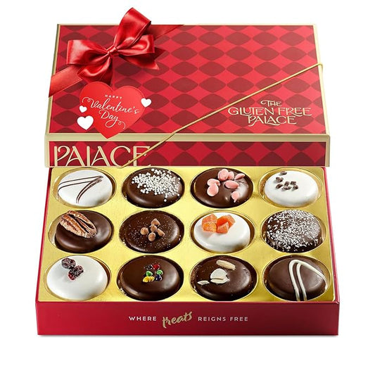 Gluten Free Palace Valentine’s Day Gift Basket – Vegan Gluten Free Chocolate Covered Cookies – Gourmet Sweet Treats and Cookie Gift for Men & Women (12 Count)
