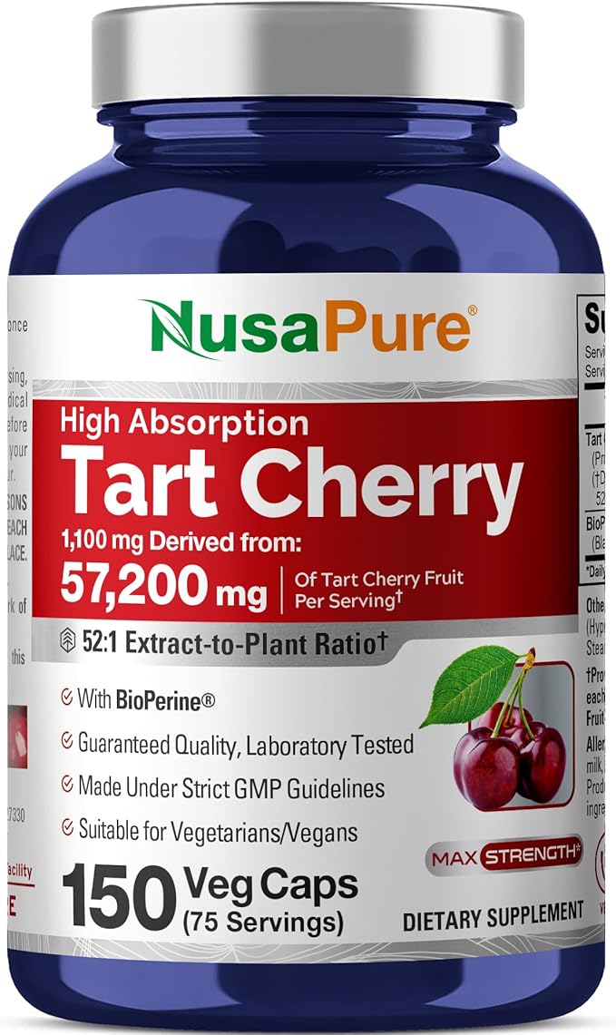 NusaPure Tart Cherry 57,200mg per Caps, 150 Count, Vegan, Non-GMO, Gluten Free
