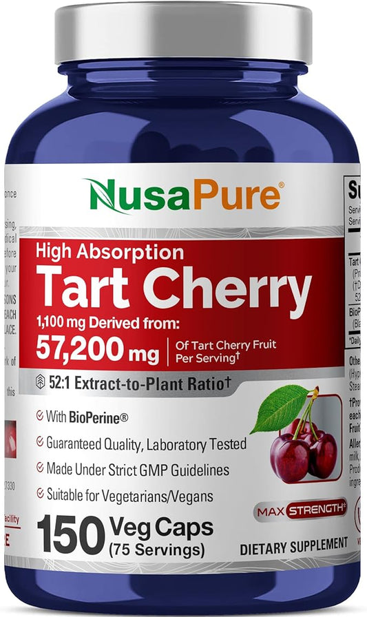 NusaPure Tart Cherry 57,200mg per Caps, 150 Count, Vegan, Non-GMO, Gluten Free