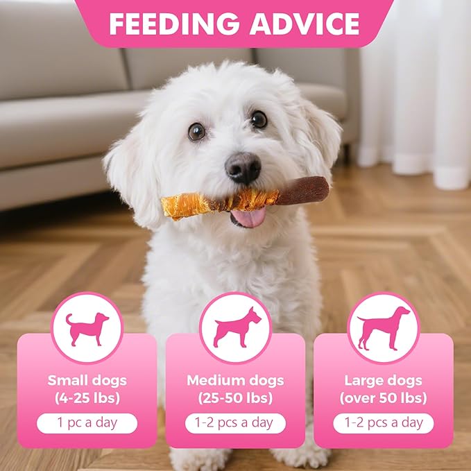 Puddonio Dog Treats, Triple Flavor 6 Inch Rawhide Rolls, Chicken Duck and Chicken Liver Wrapped Rawhide Dog Chews, Suitable for Medium Dogs, 35.3 oz