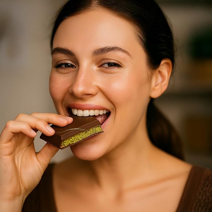 UniqBite Dubai Chocolate Bar Pistachio, Crunchy Loaded Viral Knafeh Chocolate Bar with Pistachio Cream and Kataifi (7 Ounces)
