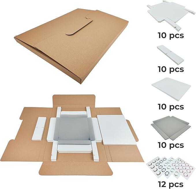 Gift Boxes with Clear Cover, Bakery Treat Boxes for Small Cakes, Cookies, Desserts, Donuts, Pastries, Gifts, and Party Favors – Durable & Elegant (10 Pieces White Kraft with Seperator, 8"x8"x1.2")
